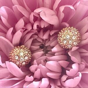 Gold tone and rhinestone post earrings